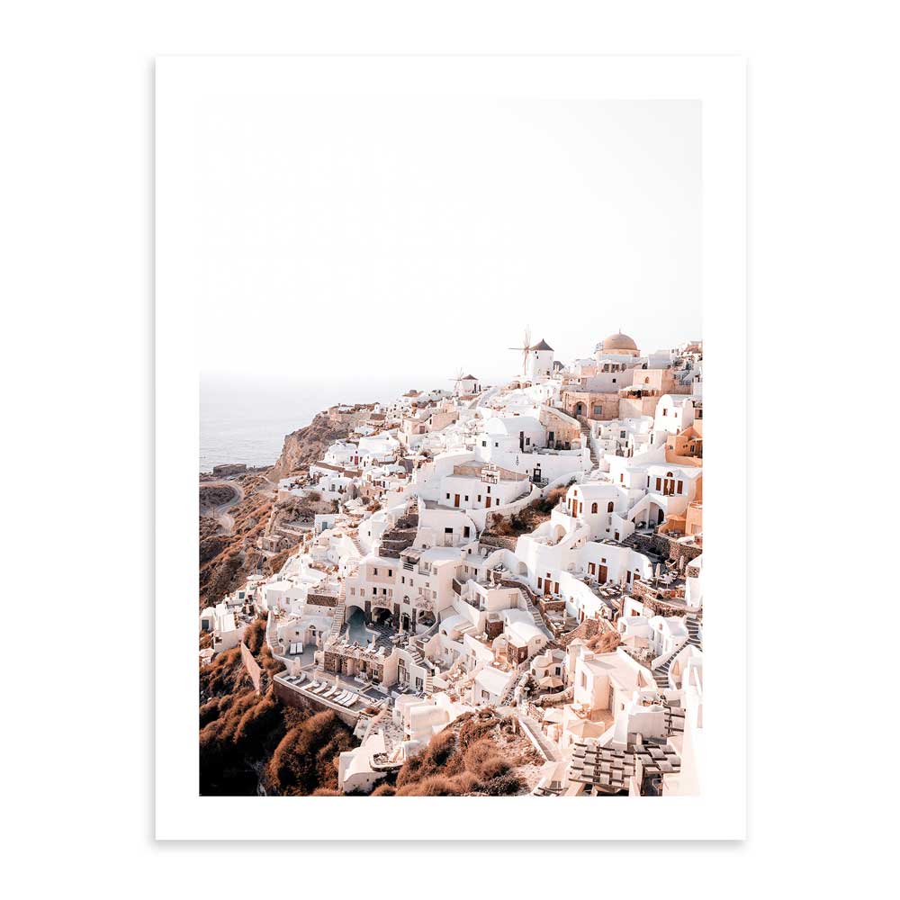 Santorini Blanca 50x70 / Marco Color Roble
