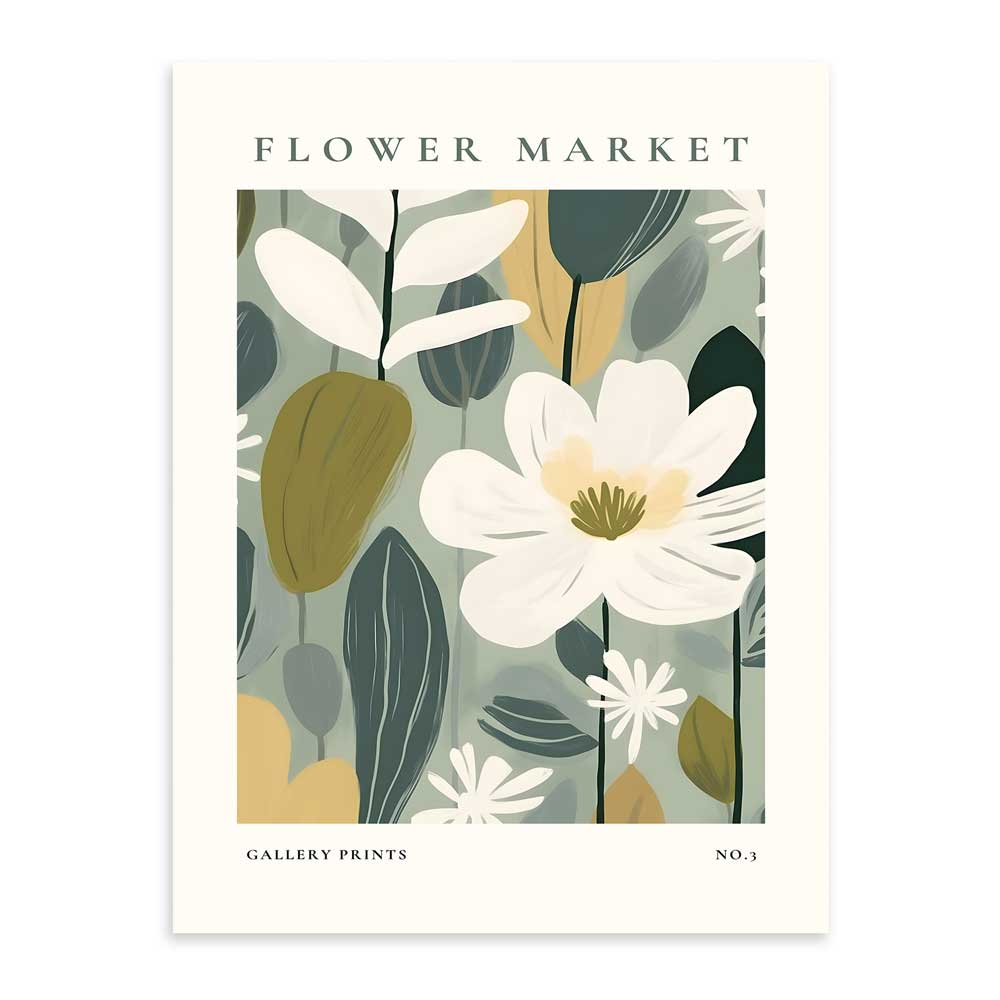 Flores Minimalistas 50x70 / Marco Color Roble