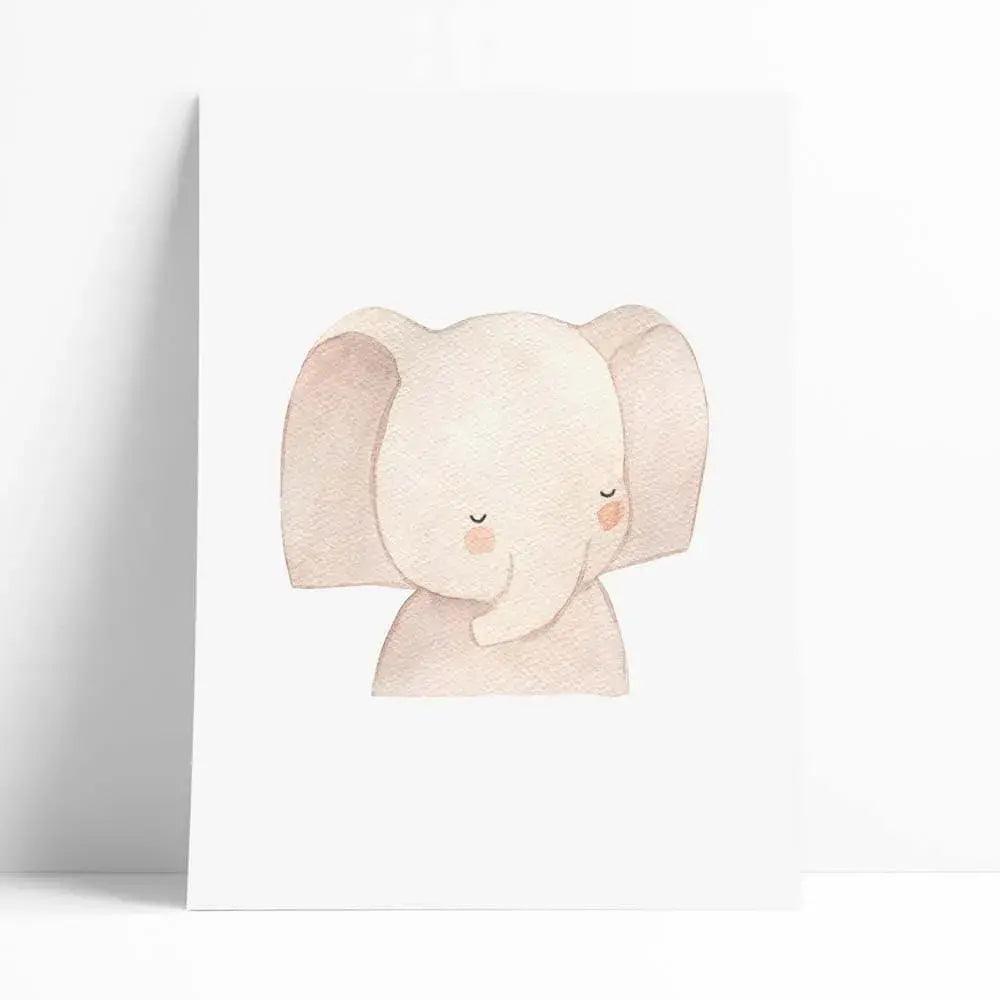 Juego de 6 láminas decorativas infantiles con dibujo de animales en acuarela