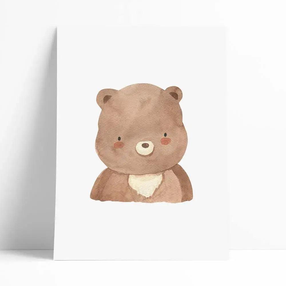 Juego de 6 láminas decorativas infantiles con dibujo de animales en acuarela