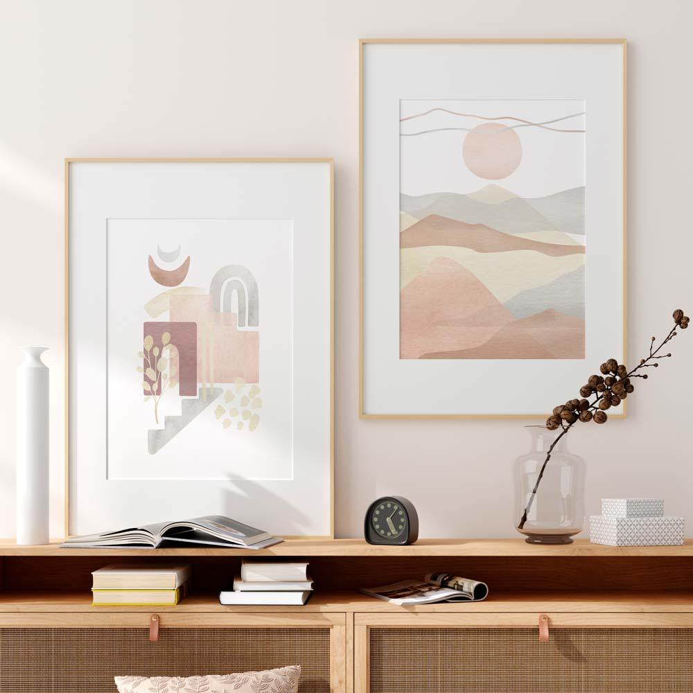 Láminas Con Ilustraciones Boho.