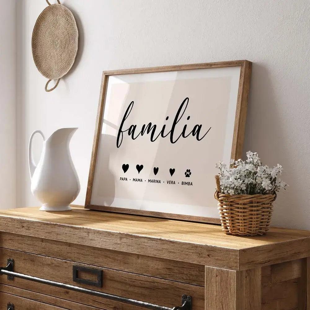 Láminas decorativas família de corazones
