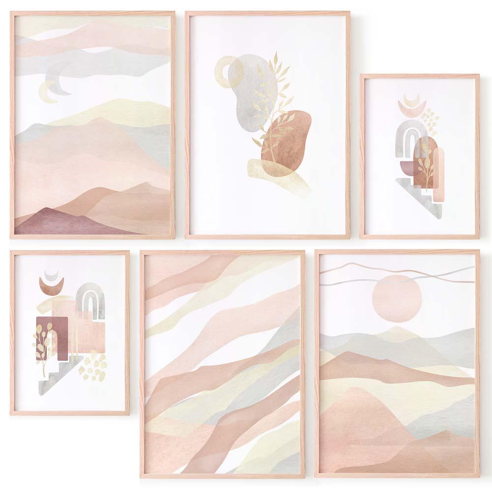 Láminas Con Ilustraciones Boho.