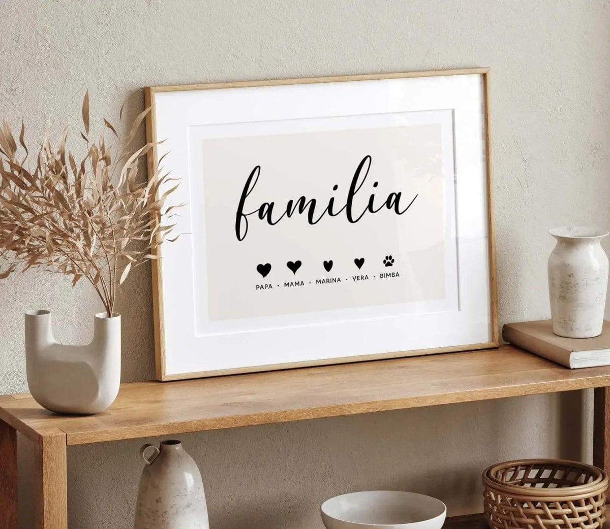 Láminas decorativas família de corazones