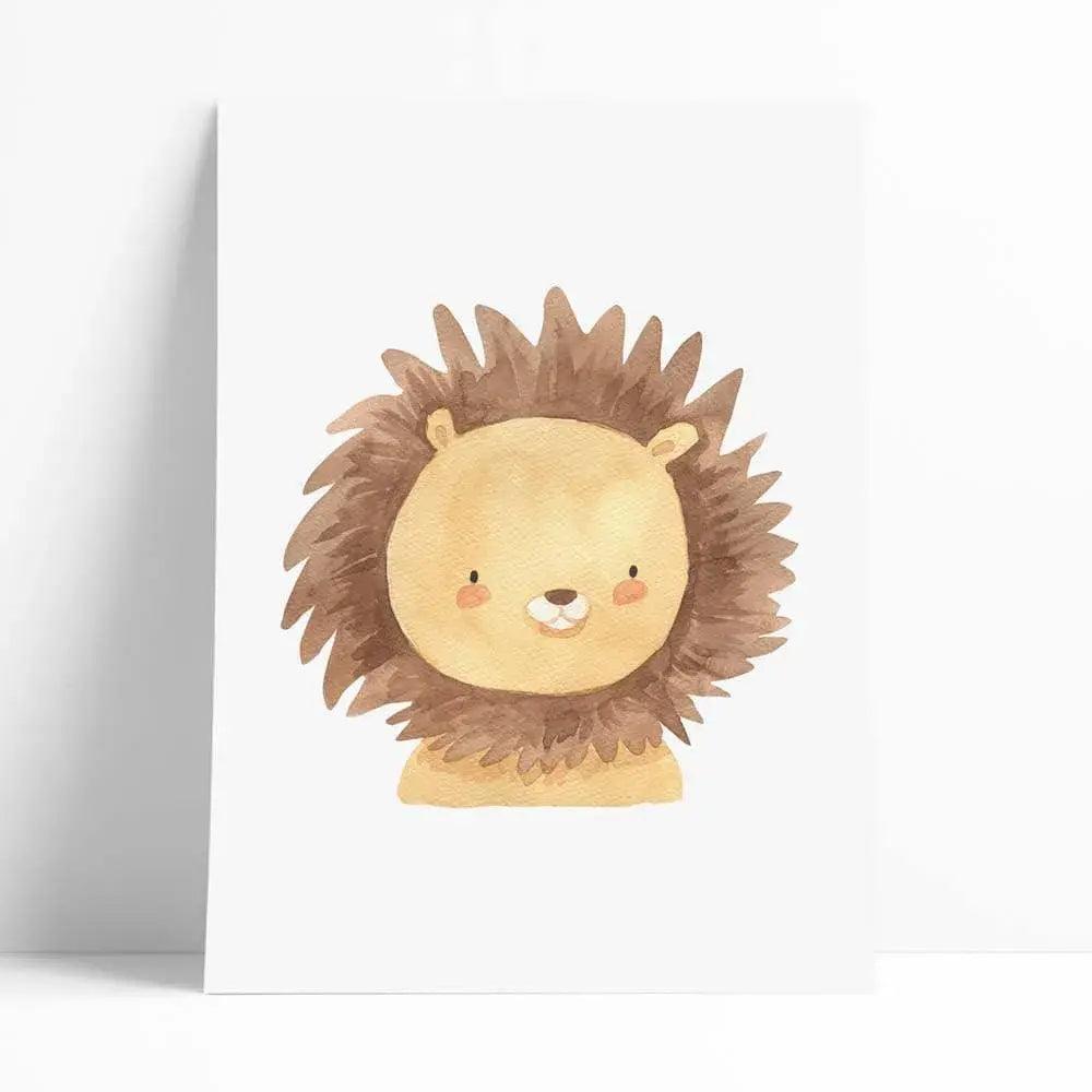 Juego de 6 láminas decorativas infantiles con dibujo de animales en acuarela