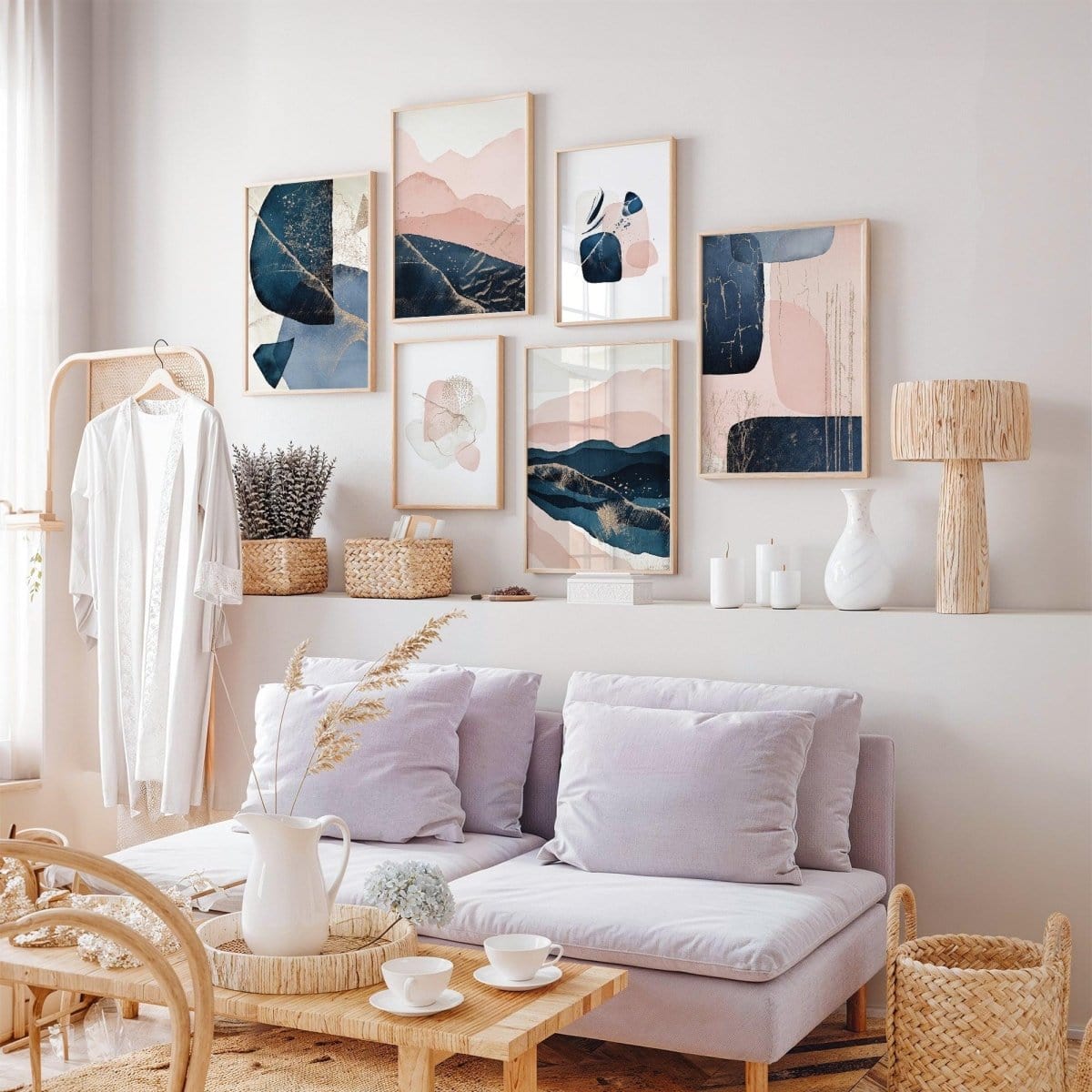 Láminas con Ilustraciones Azules y Rosa