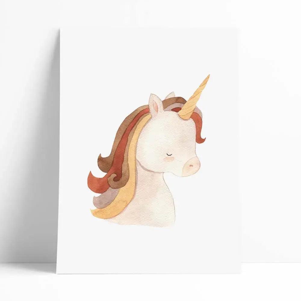 Juego de 6 láminas decorativas infantiles con dibujo de animales en acuarela