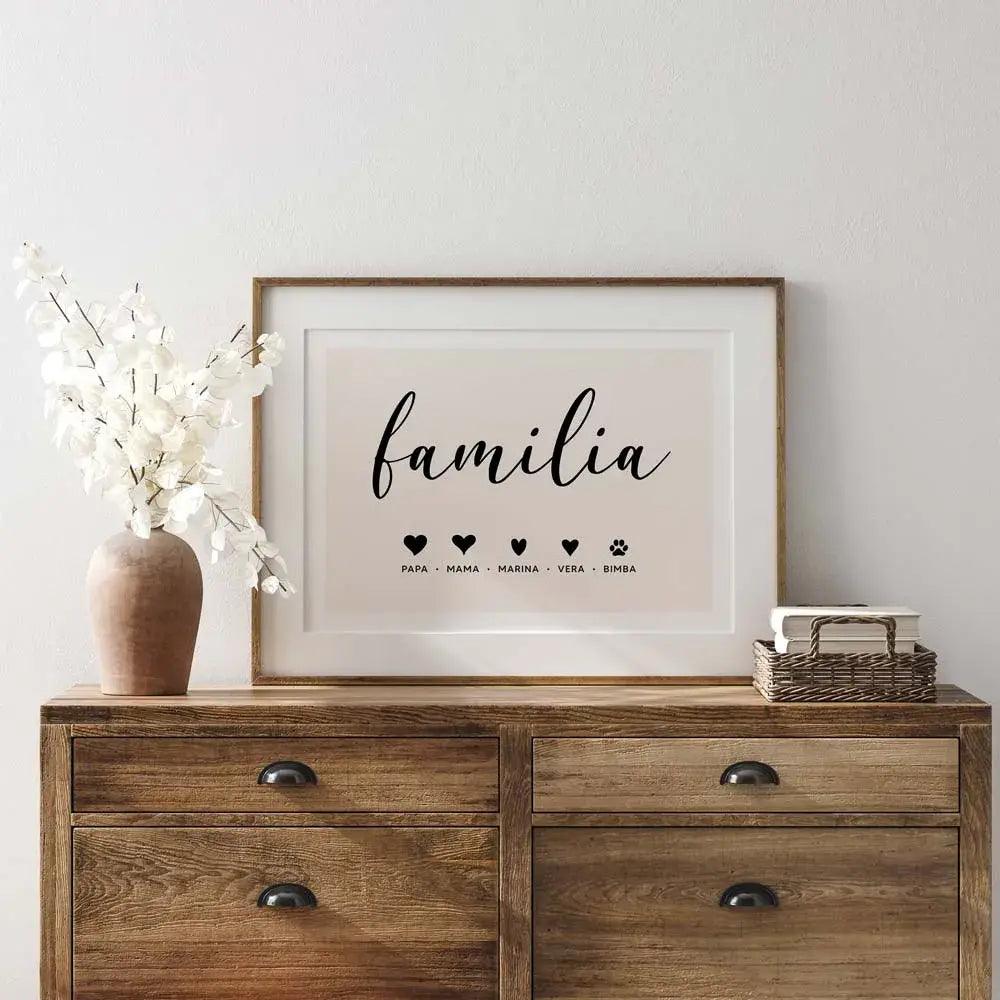Láminas decorativas família de corazones