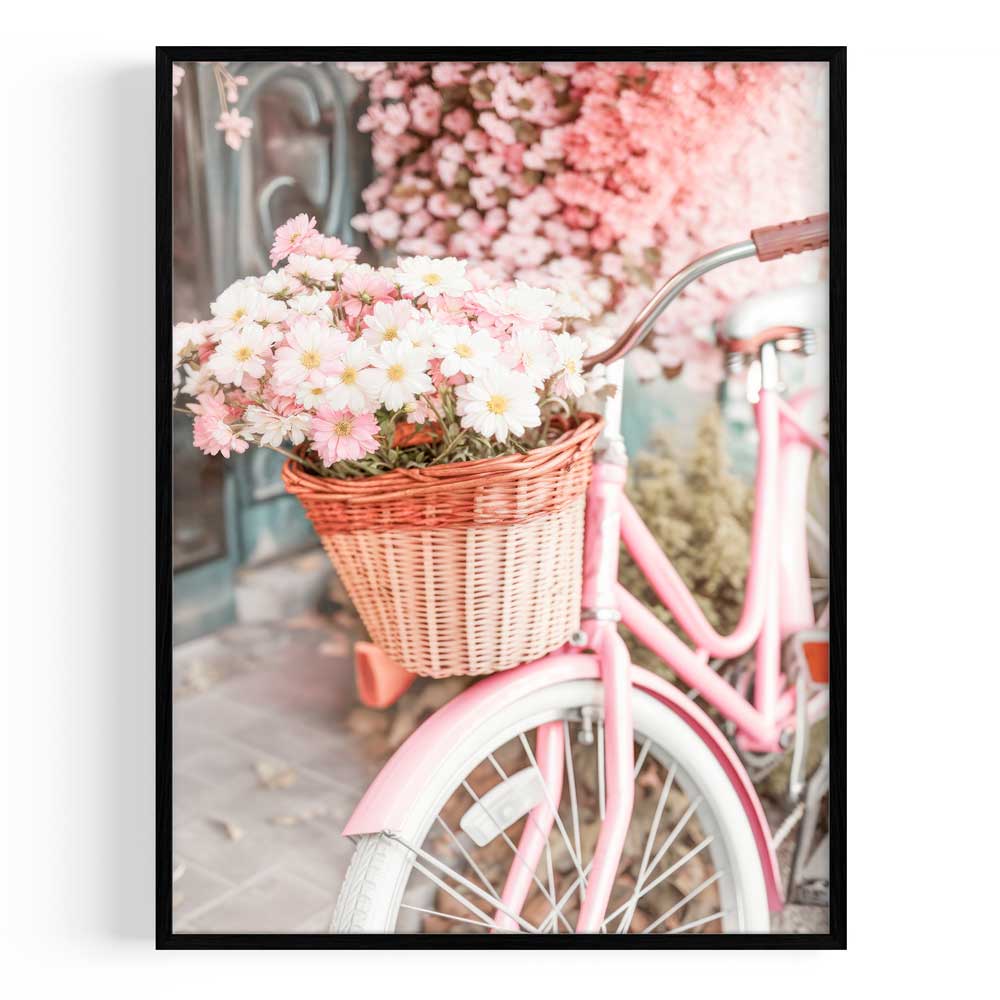 Bicicleta Flores 21x30 / Marco Color Negro