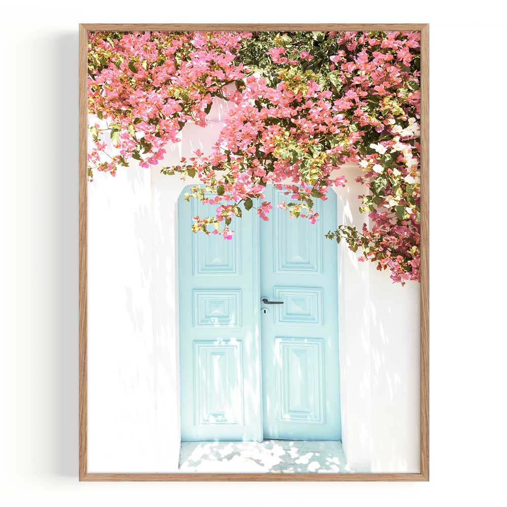 Puerta Flores 21x30 / Marco Color Roble