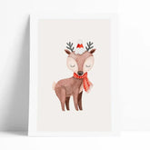 Juego de 6 láminas con ilustraciones de animales infantiles navideñas. 
