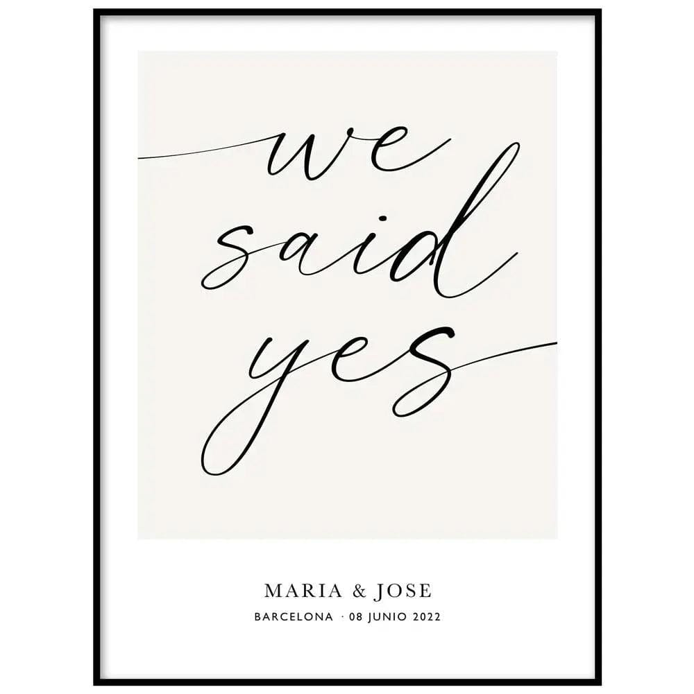Lámina decorativa personalizada we said yes