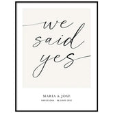 Lámina decorativa personalizada we said yes