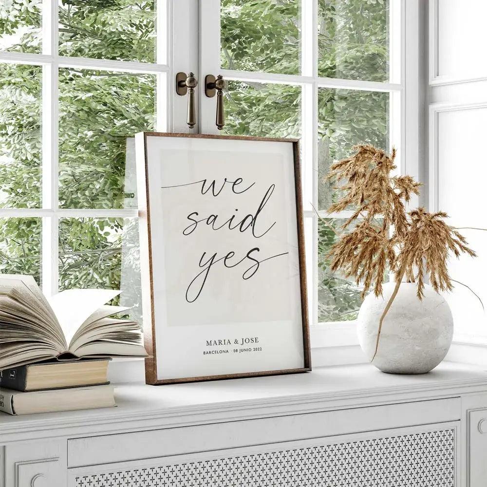 Lámina decorativa personalizada we said yes