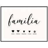 Láminas decorativas família de corazones
