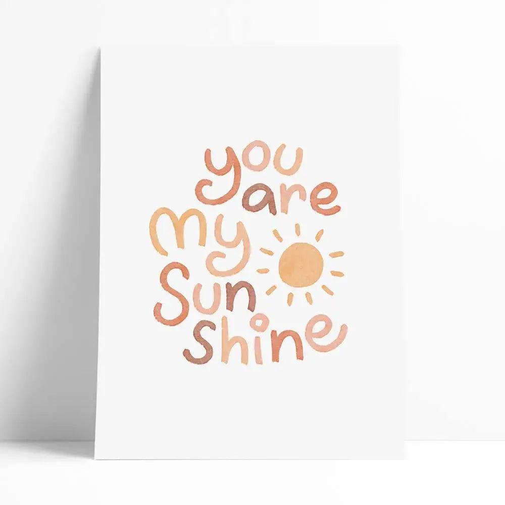 Lámina decorativa infantil con la frase: you are my sun shine