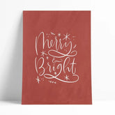 Juego de 4 láminas de navidad con la frase: "Marry and Bright".
