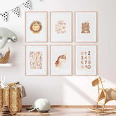 Juego de 6 láminas decorativas infantiles con dibujo de animale