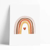 Lámina decorativa infantil con un arco iris en aquarela 